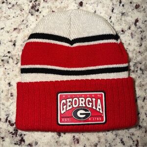 UGA Knit Cuff Cap Beanie Georgia Bulldogs OSFM Red Black Fan Favorite Winter EUC